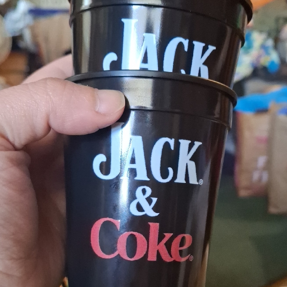 Jack Daniels Black and Red Jack & Coke Plastic Cups Set Of 2